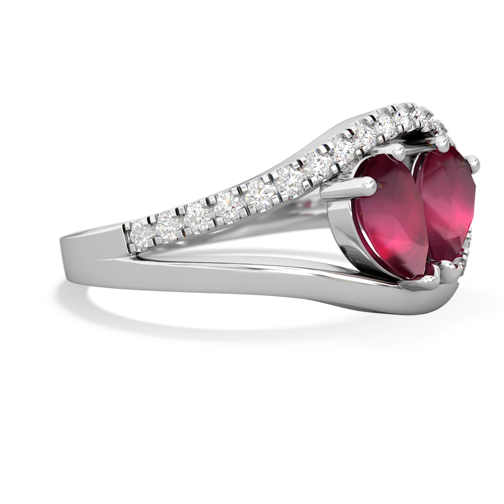 Ruby Nestled Heart Keepsake 14K White Gold ring R5650