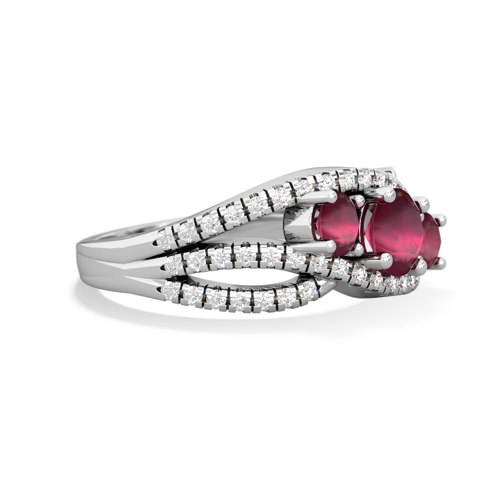 Garnet Three Stone Aurora 14K White Gold ring R3080