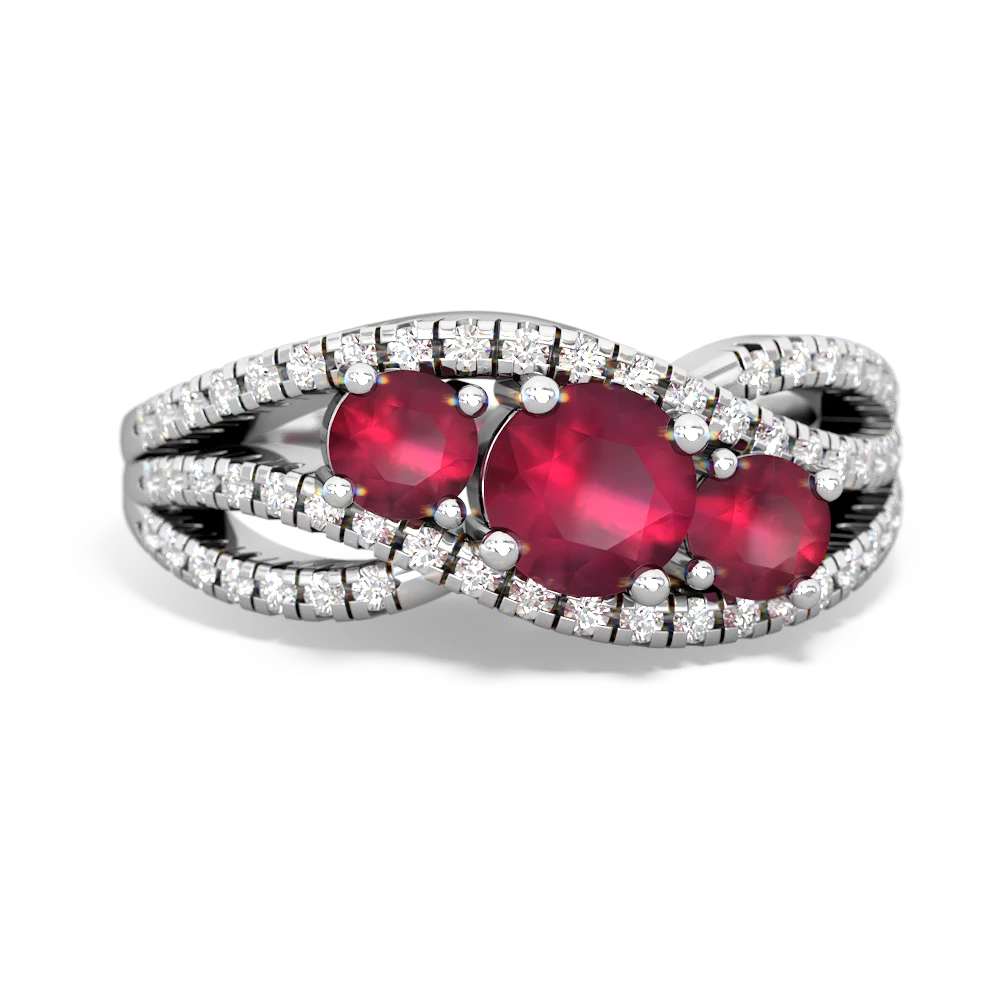 Pink Tourmaline Three Stone Aurora 14K White Gold ring R3080