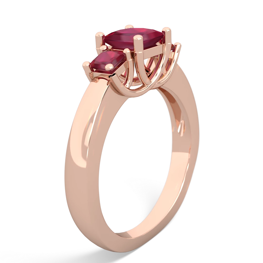 Lab Pink Sapphire Three Stone Trellis 14K Rose Gold ring R4015