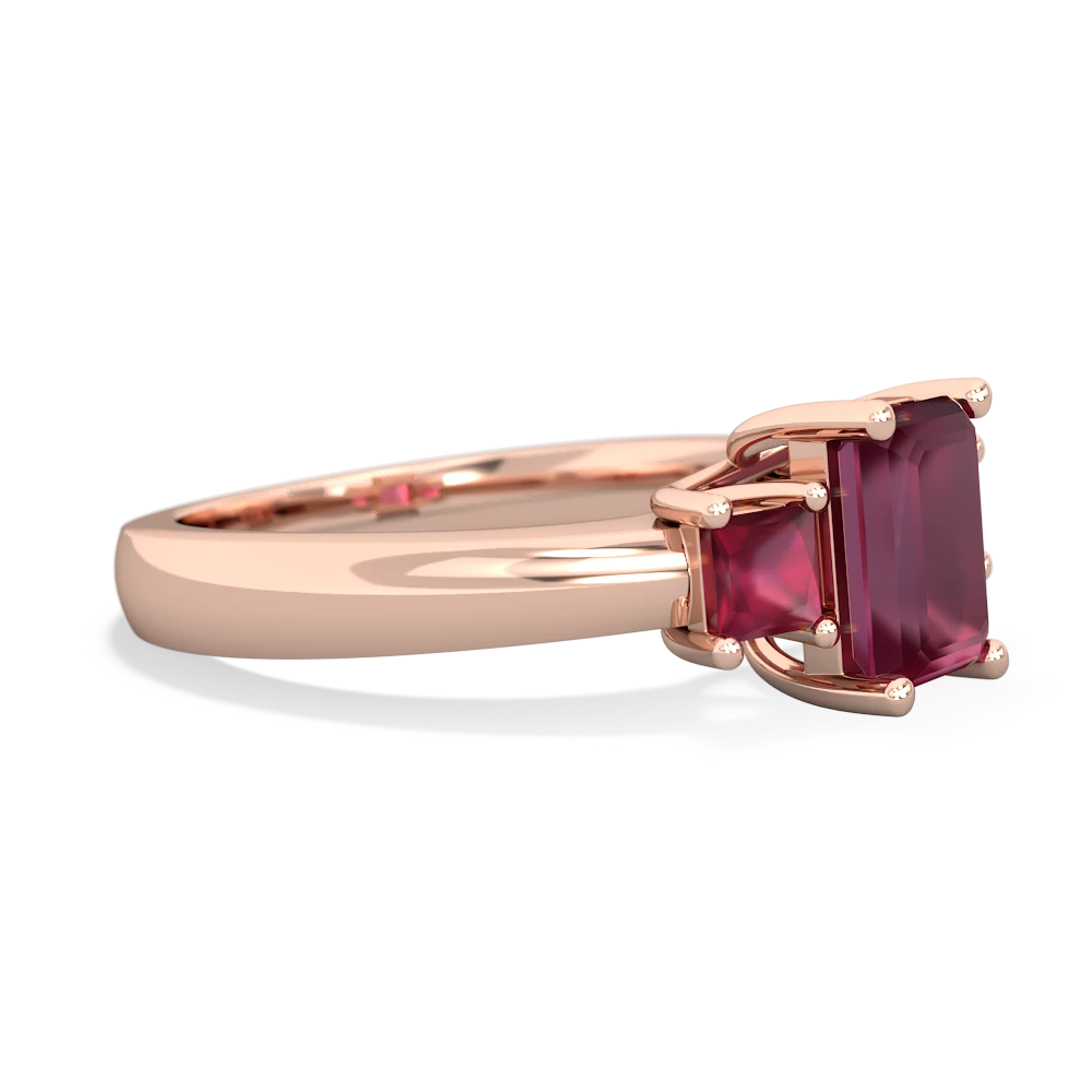 Pink Tourmaline Three Stone Emerald-Cut Trellis 14K Rose Gold ring R4021