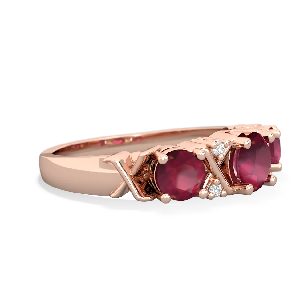 Lab Sapphire Hugs And Kisses 14K Rose Gold ring R5016