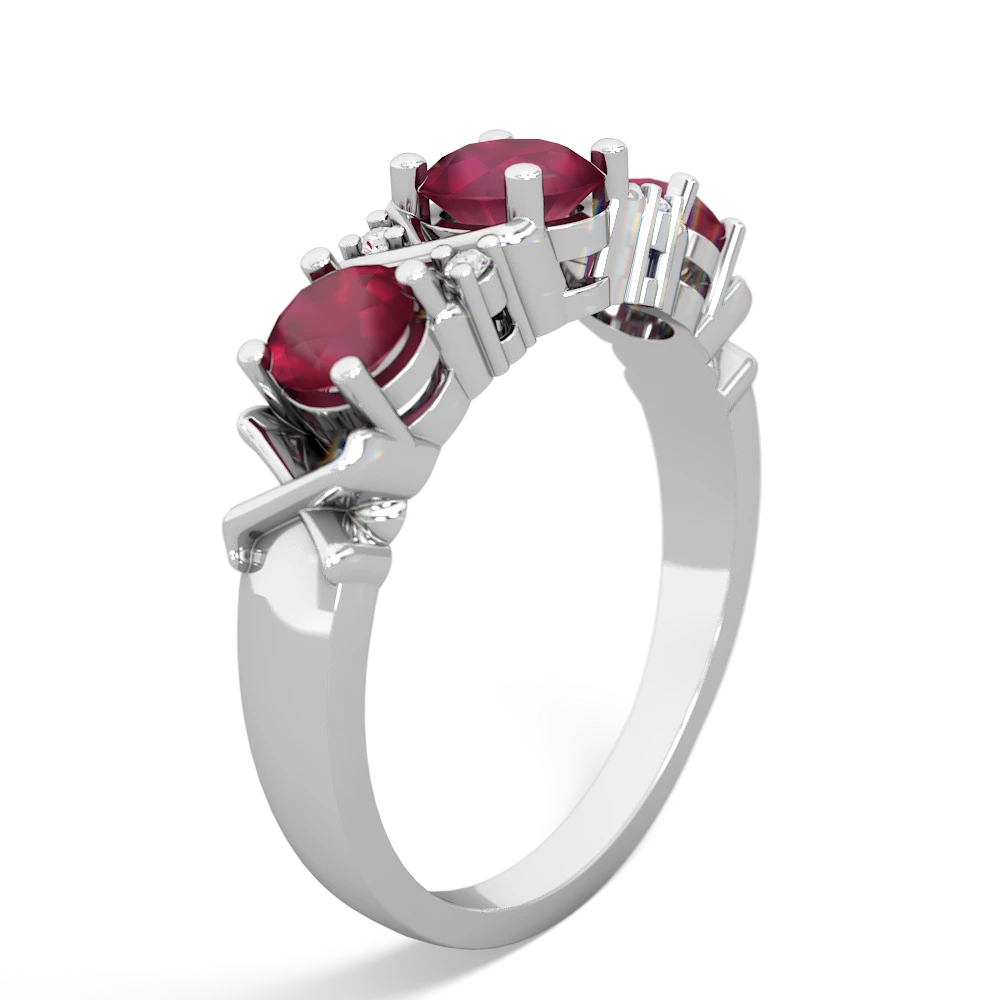 Ruby Hugs And Kisses 14K White Gold ring R5016