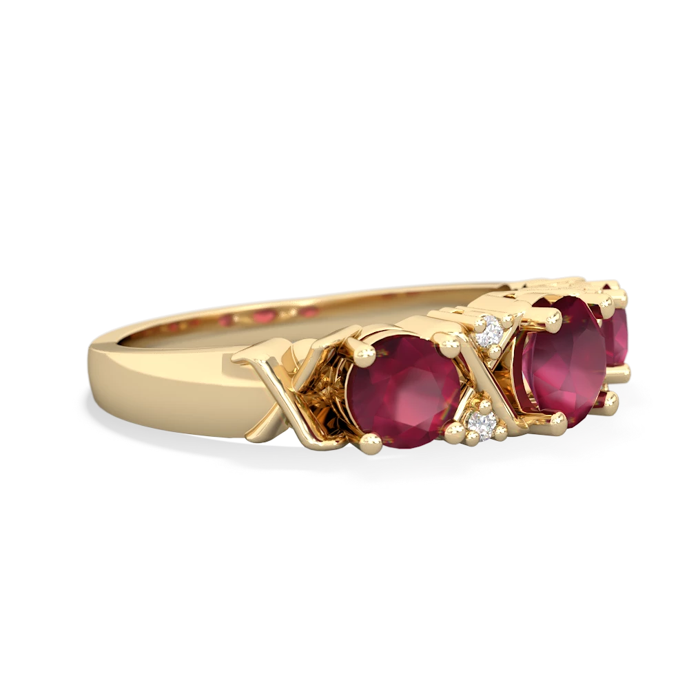 Ruby Hugs And Kisses 14K Yellow Gold ring R5016