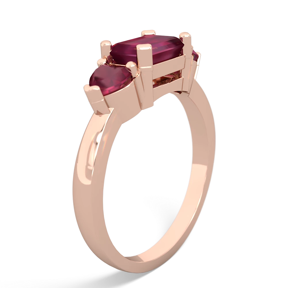 Lab Emerald Three Stone 14K Rose Gold ring R5235