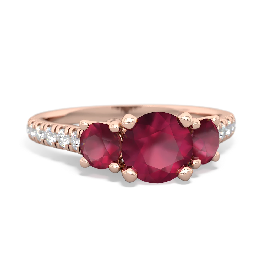 Lab Pink Sapphire Pave Trellis 14K Rose Gold ring R5500