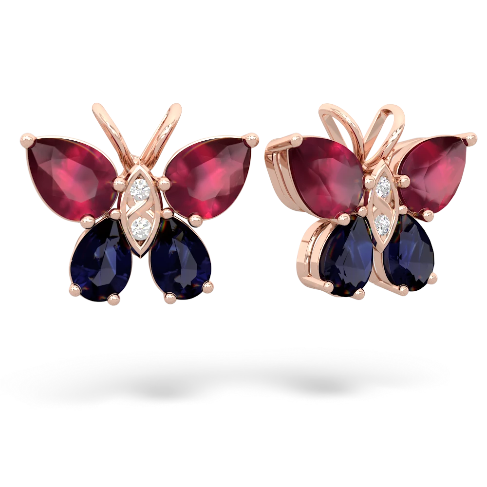 Ruby Butterfly 14K Rose Gold earrings E2215