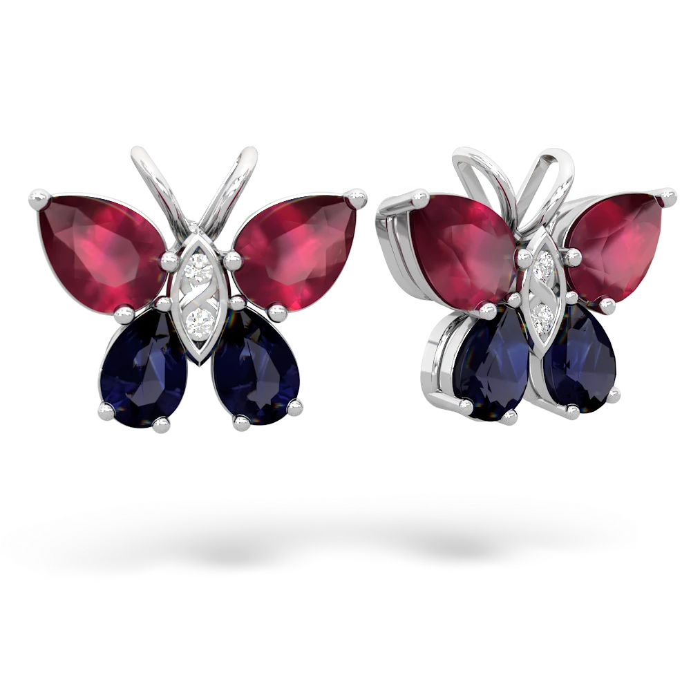 Ruby Butterfly 14K White Gold earrings E2215