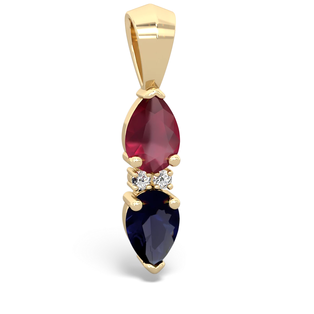 Ruby Bowtie Drop 14K Yellow Gold pendant P0865