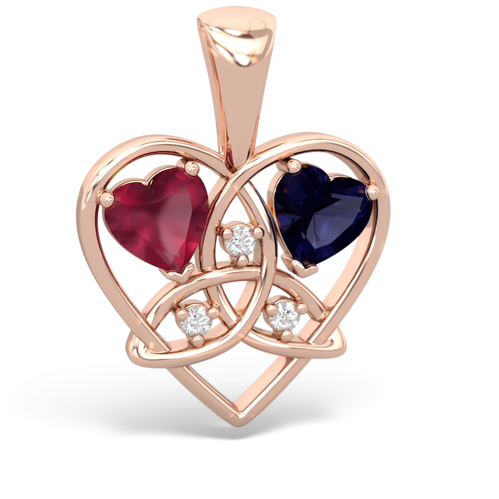 Ruby Celtic Trinity Heart 14K Rose Gold pendant P5331