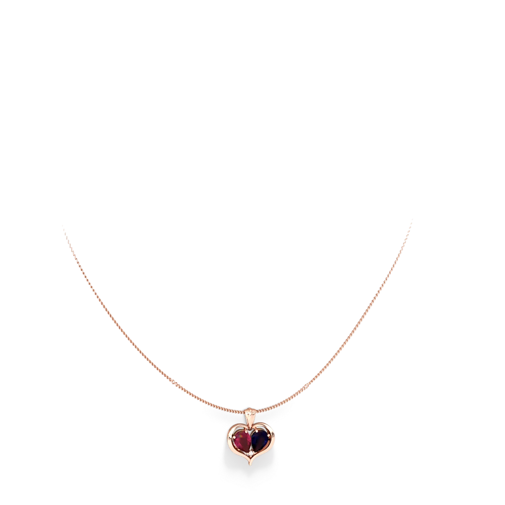 Ruby Two Become One 14K Rose Gold pendant P5330