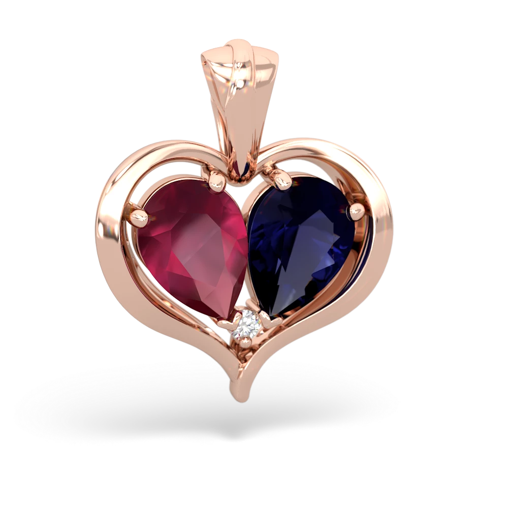 Ruby Two Become One 14K Rose Gold pendant P5330