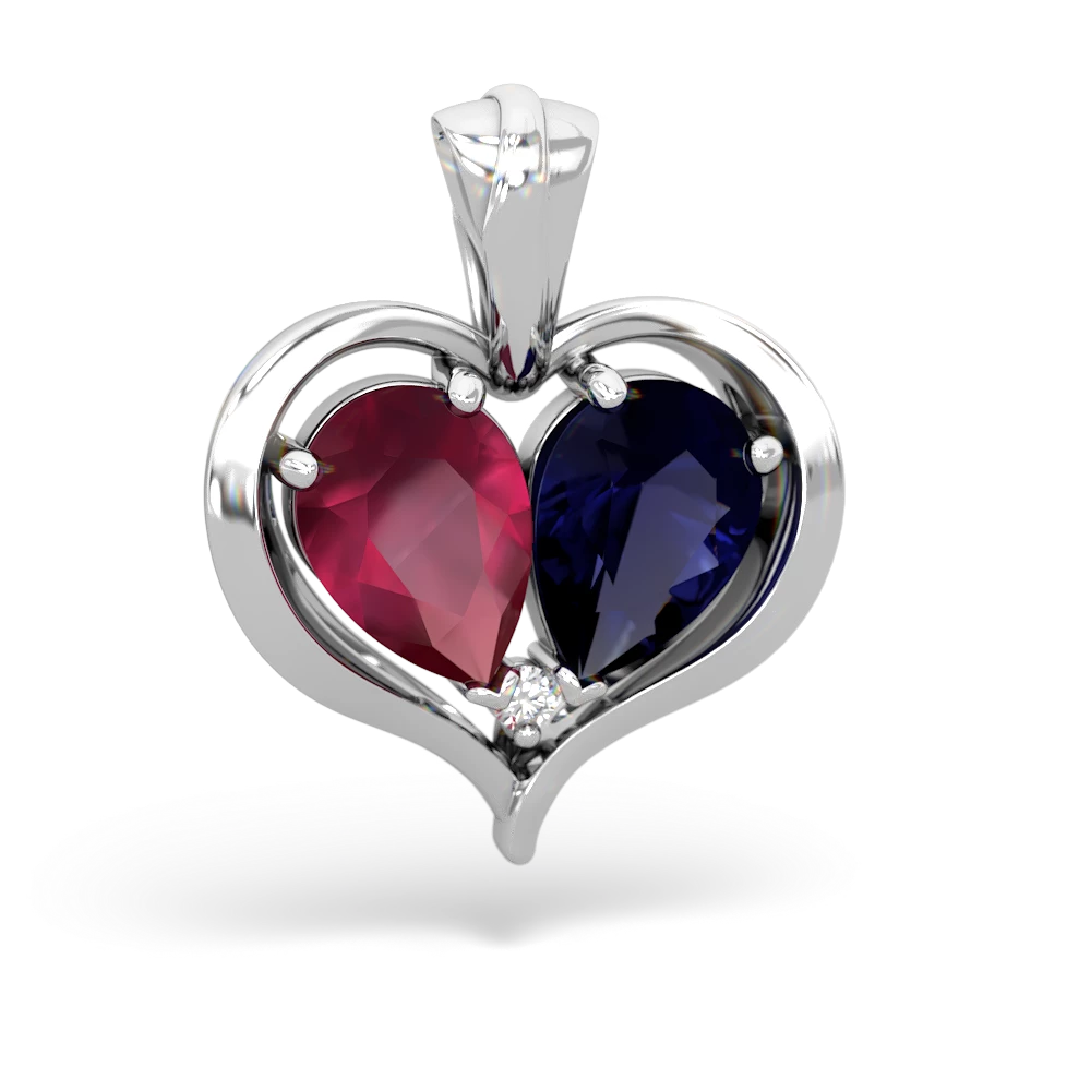 Ruby Two Become One 14K White Gold pendant P5330