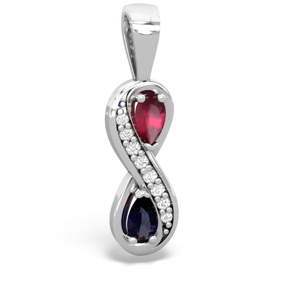 Ruby Diamond Infinity 14K White Gold pendant P5390