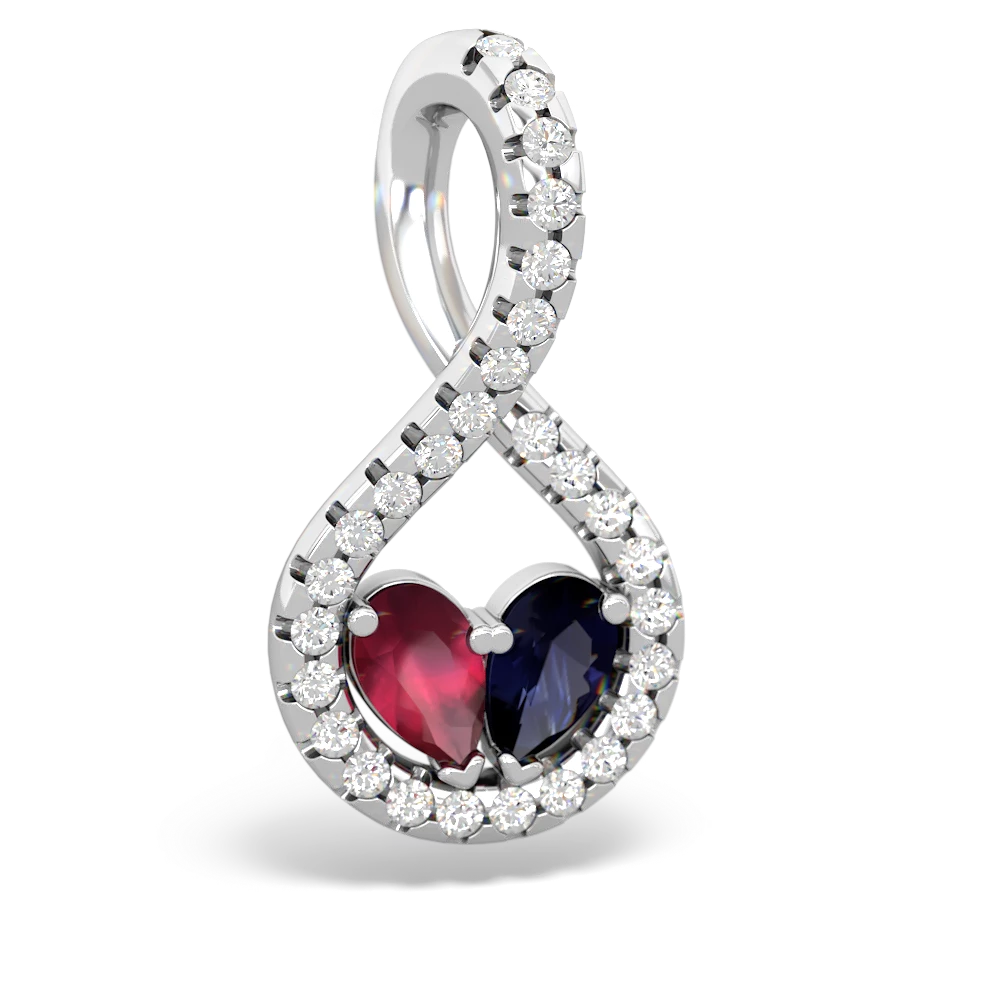 Ruby Pave Twist 'One Heart' 14K White Gold pendant P5360