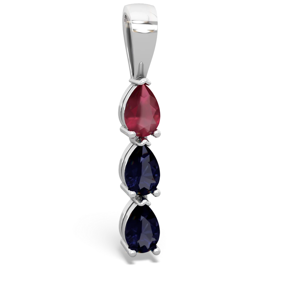 Ruby Dew Drops 14K White Gold pendant P2251