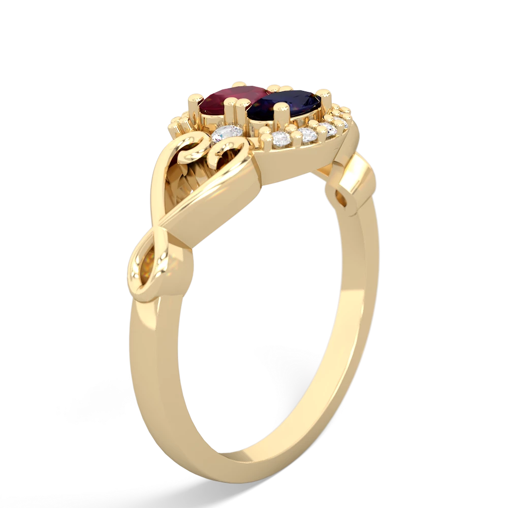 Ruby Love Nest 14K Yellow Gold ring R5860