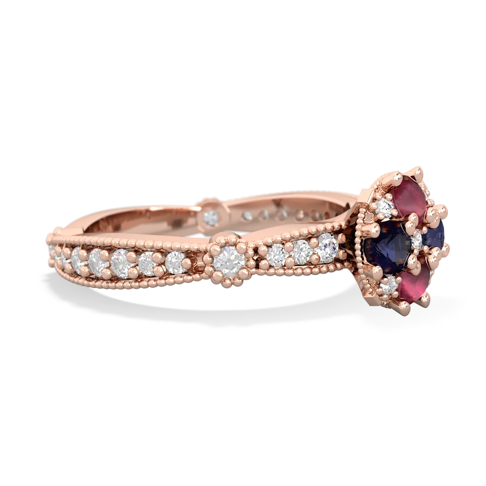 Ruby Sparkling Tiara Cluster 14K Rose Gold ring R26293RD