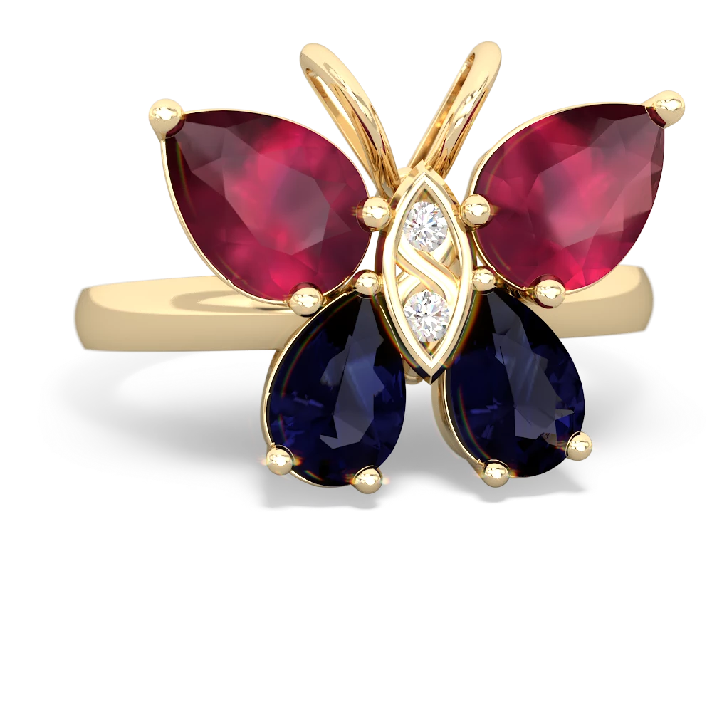 Ruby Butterfly 14K Yellow Gold ring R2215