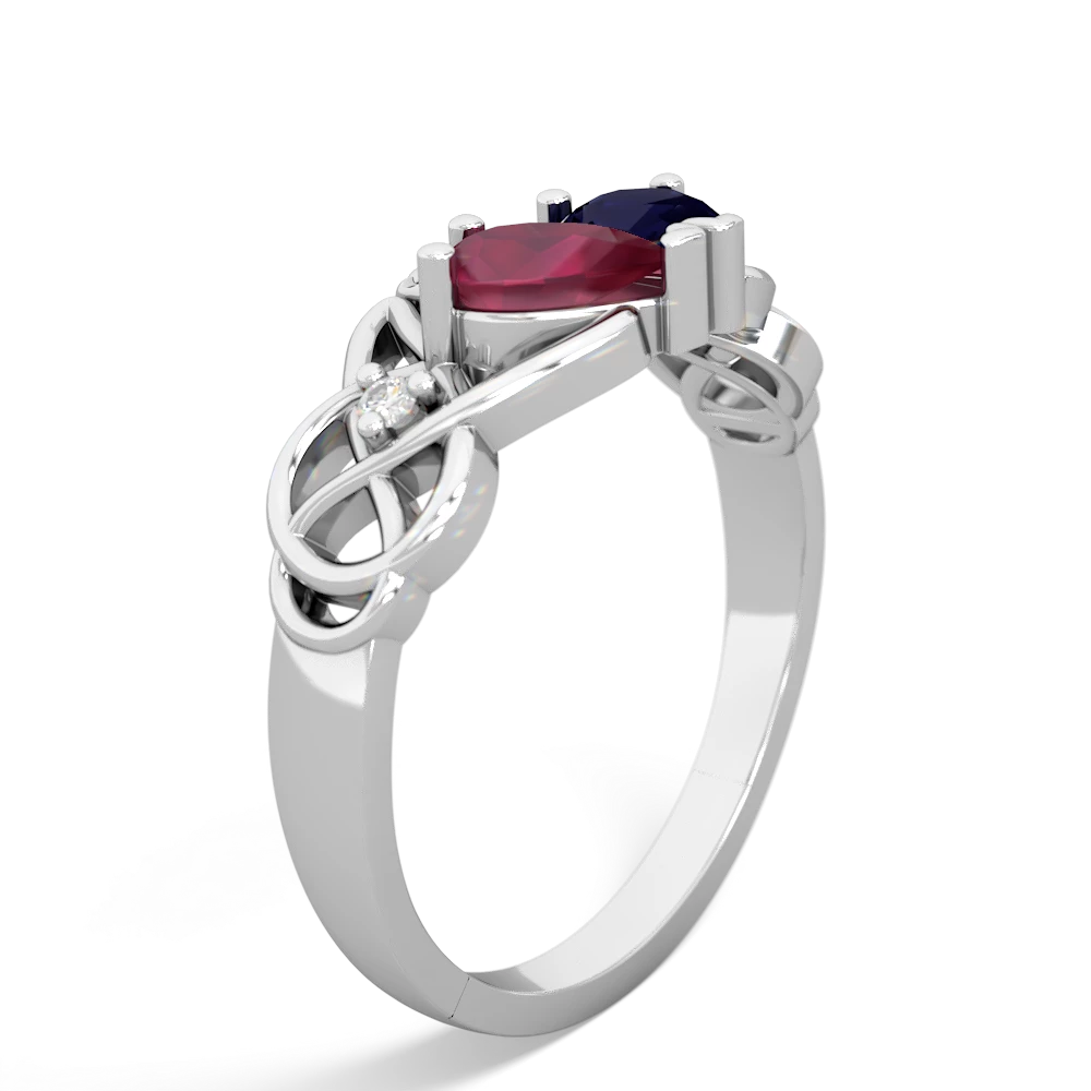 Ruby 'One Heart' Celtic Knot Claddagh 14K White Gold ring R5322