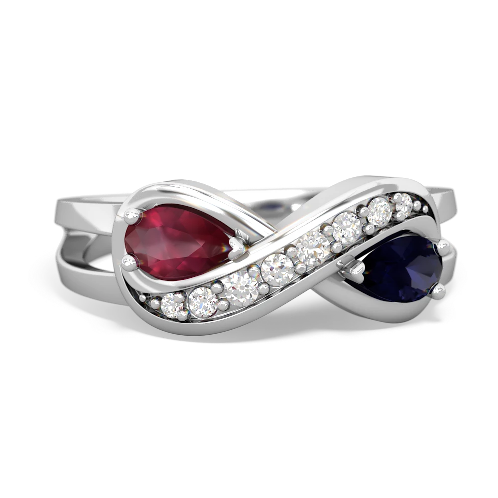 Ruby Diamond Infinity 14K White Gold ring R5390