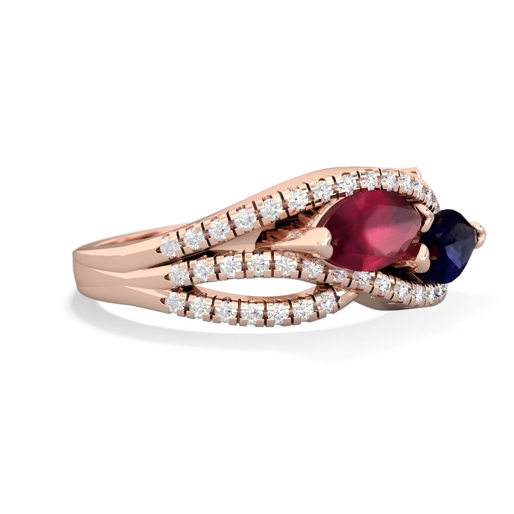 Ruby Diamond Rivers 14K Rose Gold ring R3070