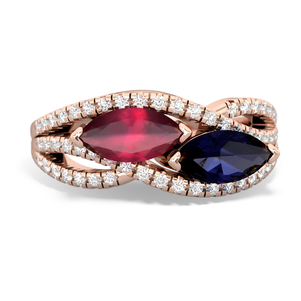 Ruby Diamond Rivers 14K Rose Gold ring R3070