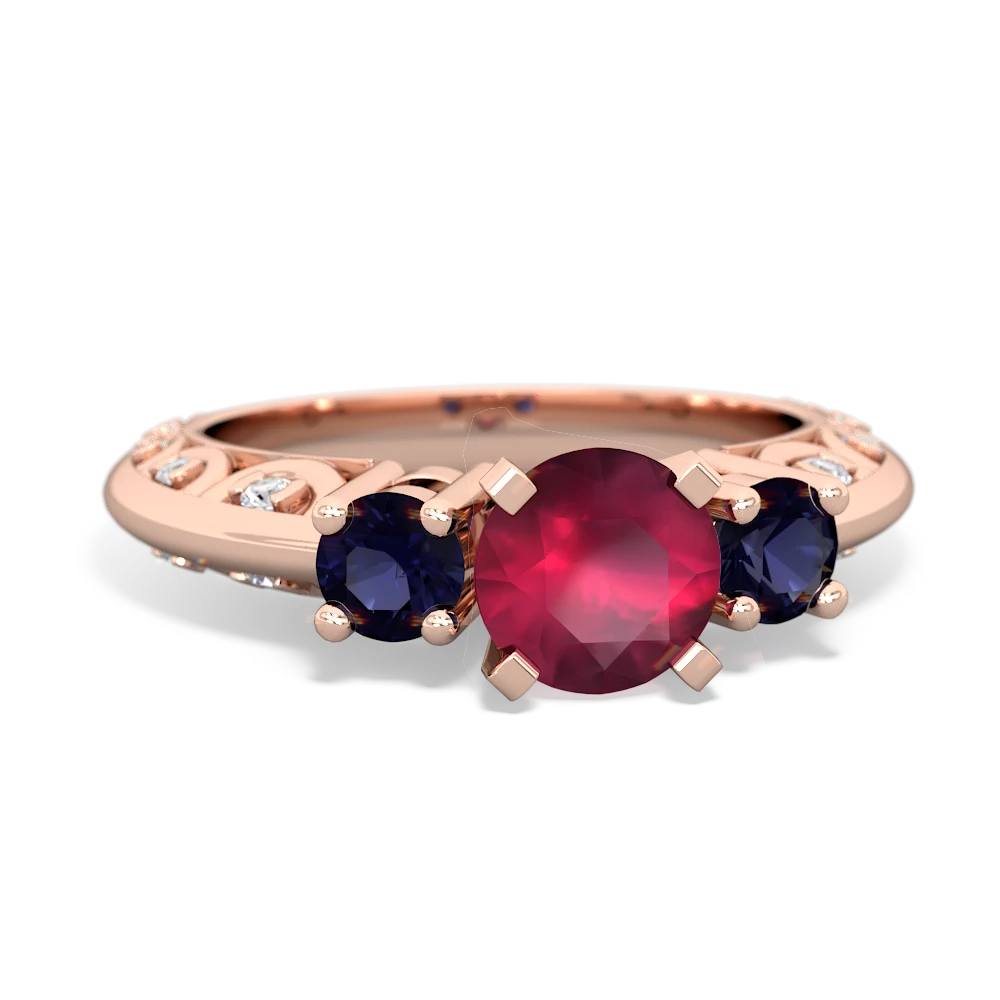 Ruby Art Deco Eternal Embrace Engagement 14K Rose Gold ring C2003