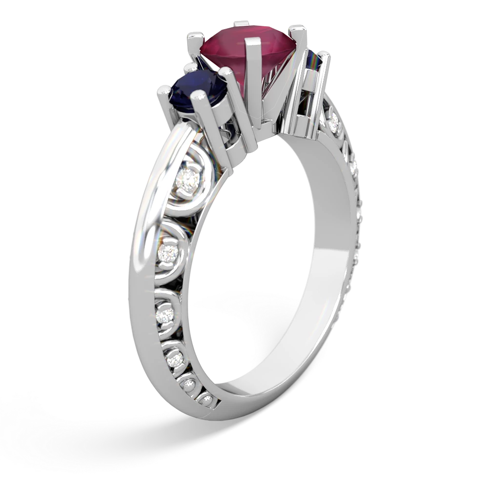 Ruby Art Deco Eternal Embrace Engagement 14K White Gold ring C2003