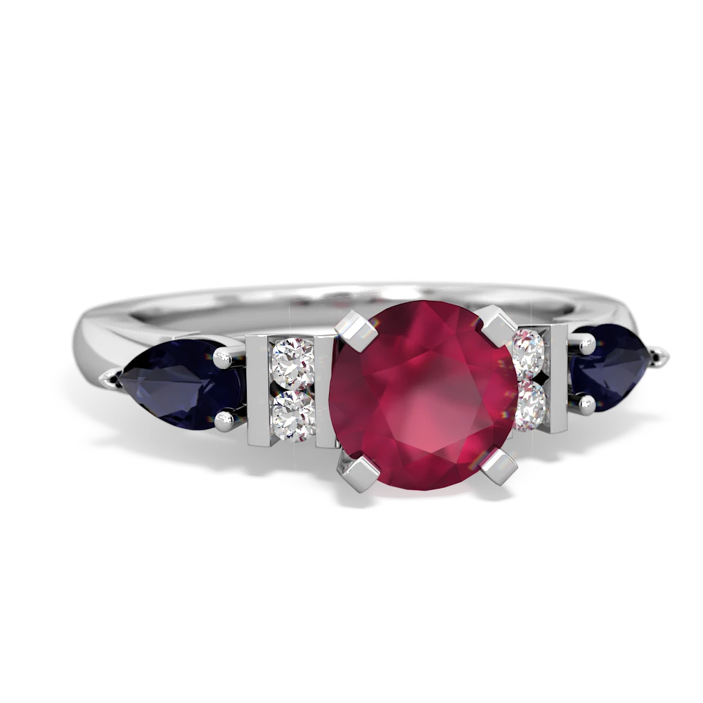 Ruby 6Mm Round Eternal Embrace Engagement 14K White Gold ring R2005