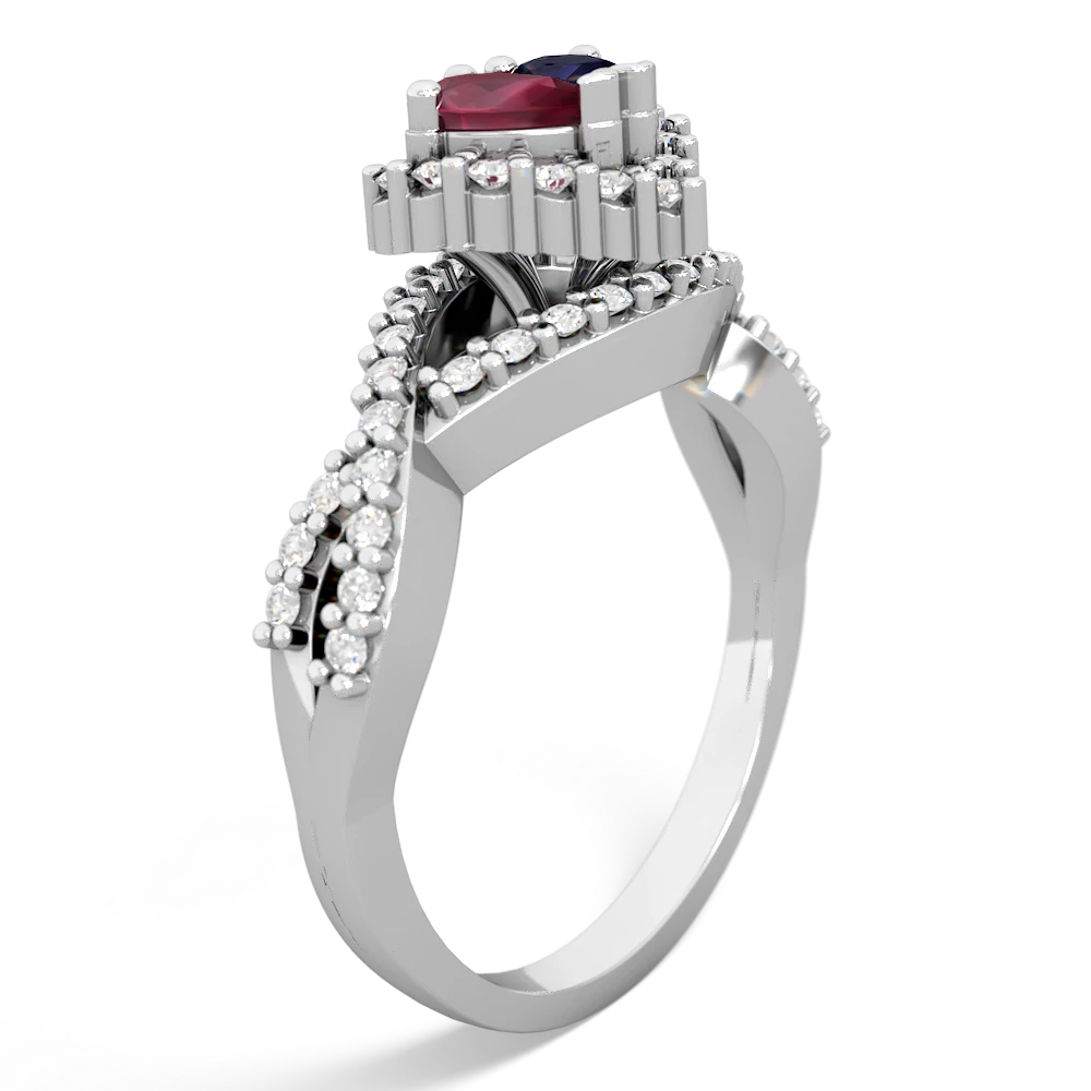 Ruby Diamond Twist 'One Heart' 14K White Gold ring R2640HRT