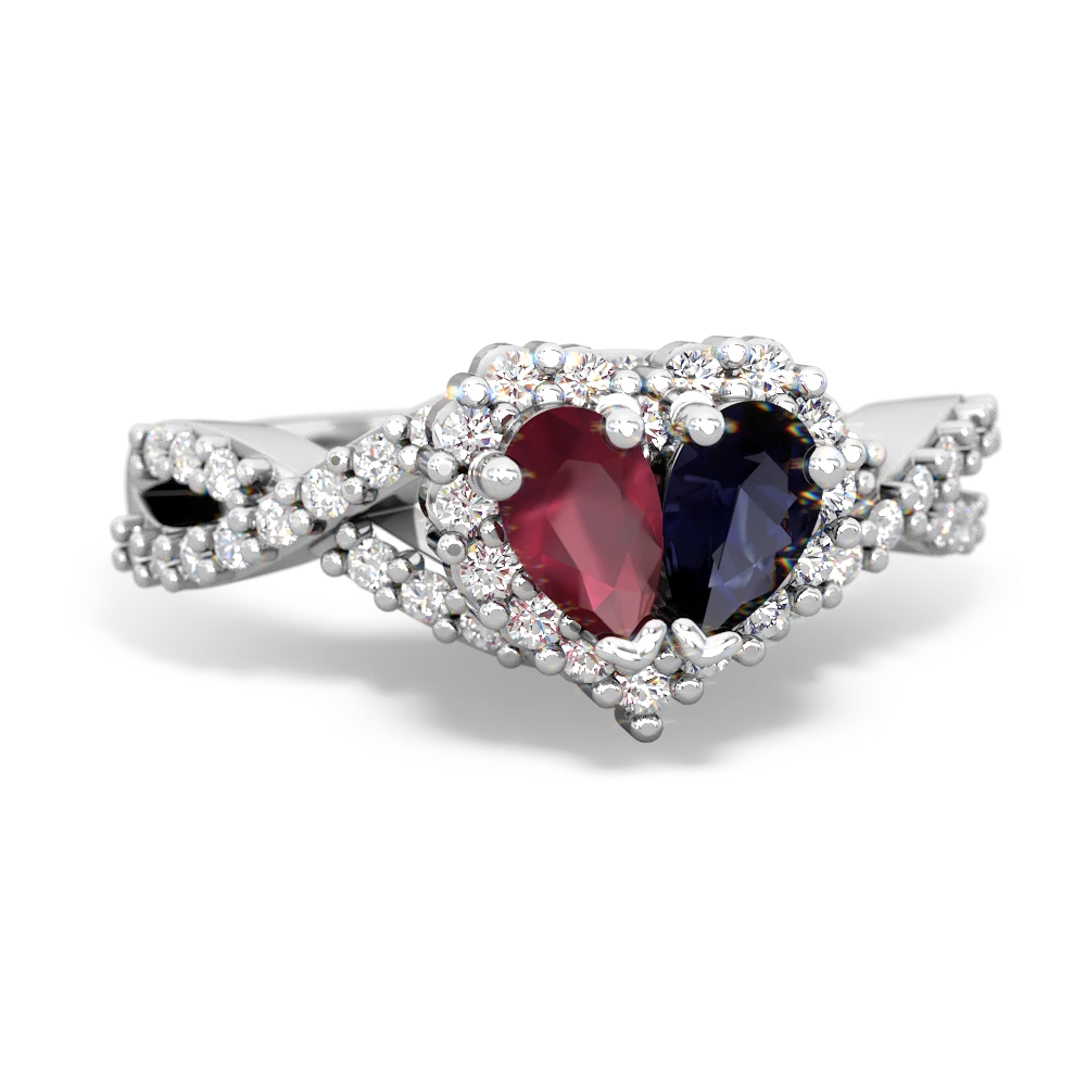 Ruby Diamond Twist 'One Heart' 14K White Gold ring R2640HRT