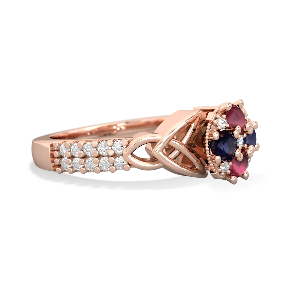 Ruby Celtic Knot Cluster Engagement 14K Rose Gold ring R26443RD