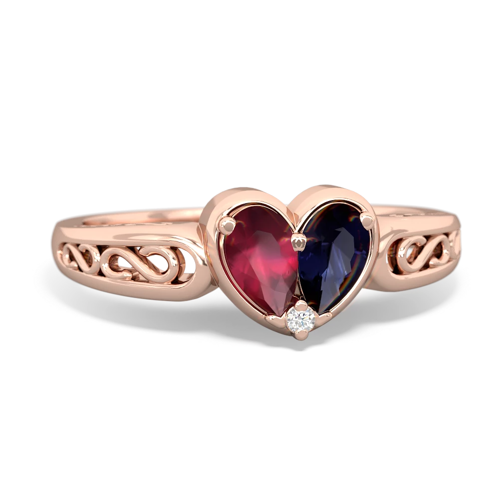 Ruby Filligree 'One Heart' 14K Rose Gold ring R5070