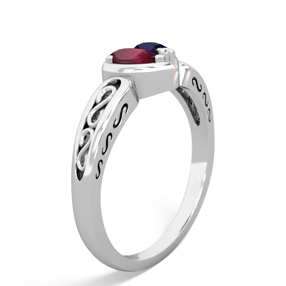 Ruby Filligree 'One Heart' 14K White Gold ring R5070