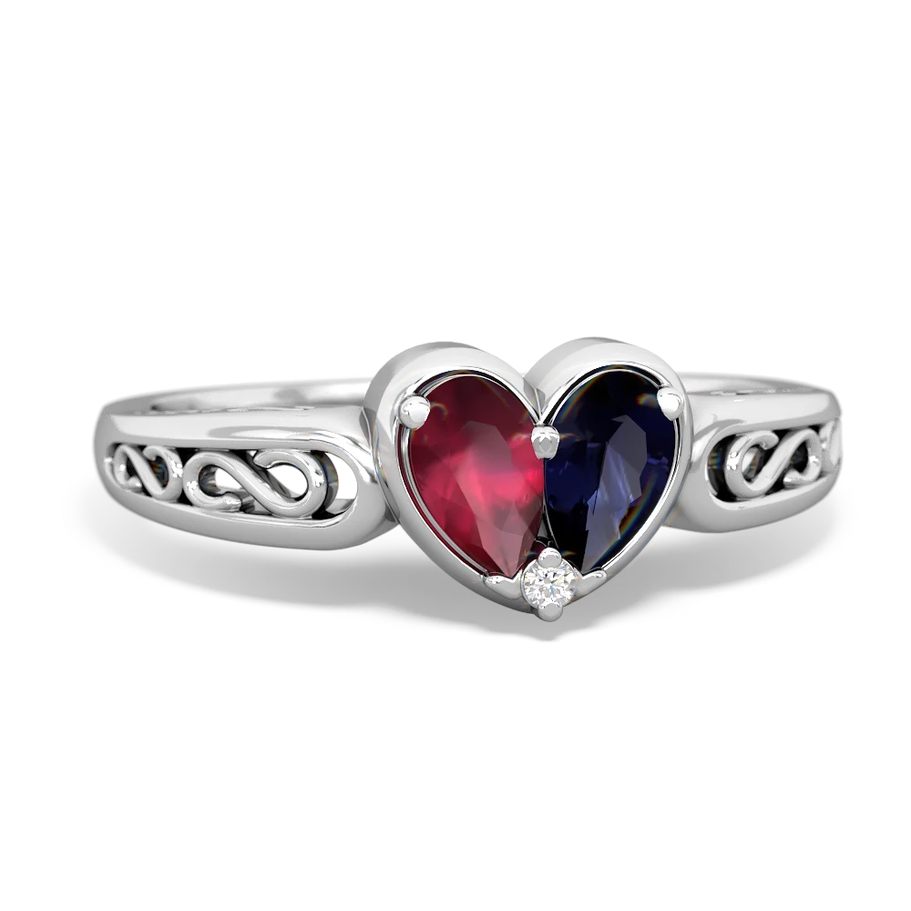 Ruby Filligree 'One Heart' 14K White Gold ring R5070