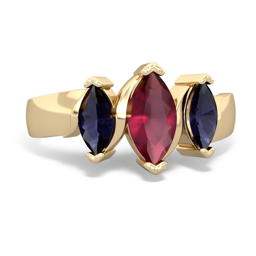 Ruby Three Peeks 14K Yellow Gold ring R2433