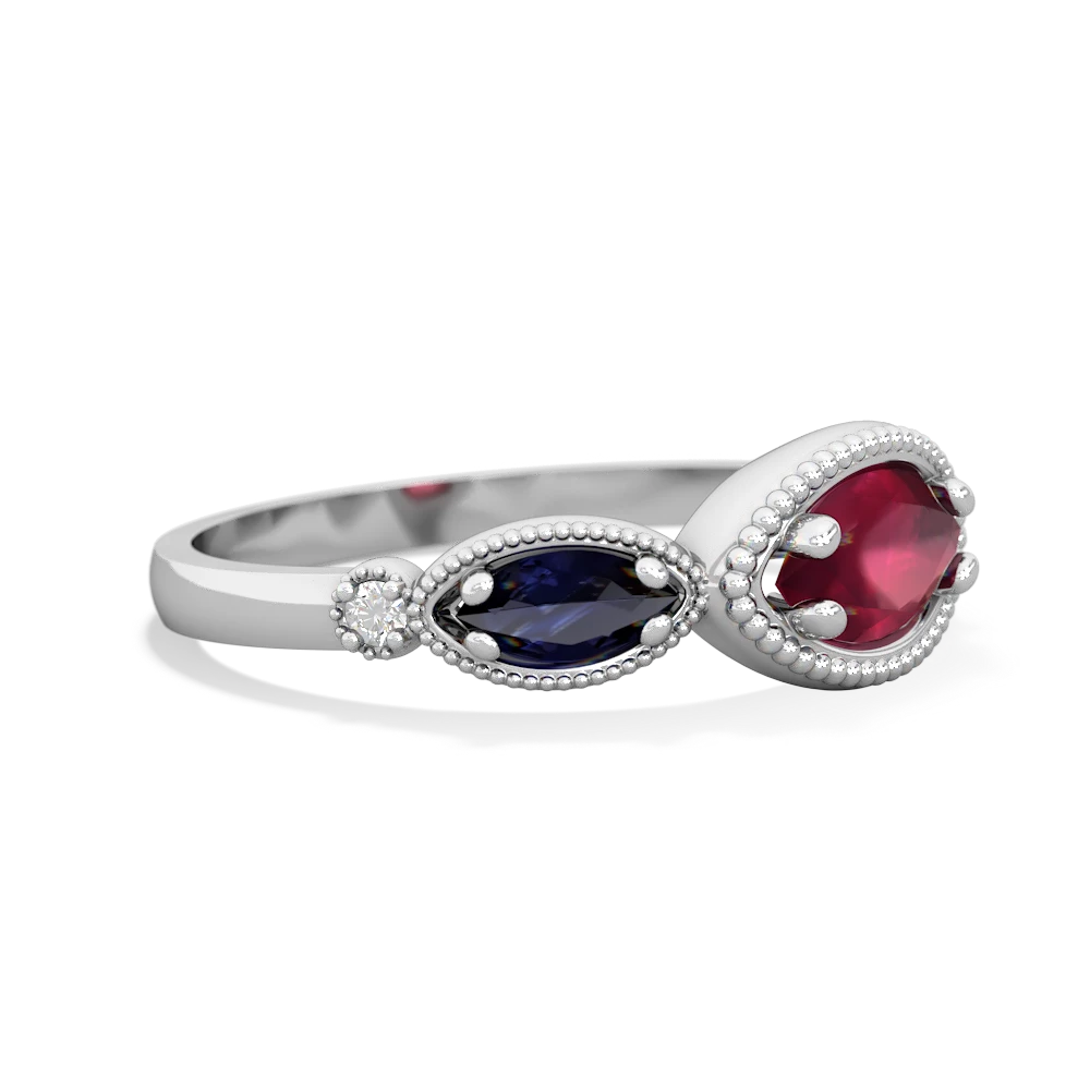 Ruby Milgrain Marquise 14K White Gold ring R5700