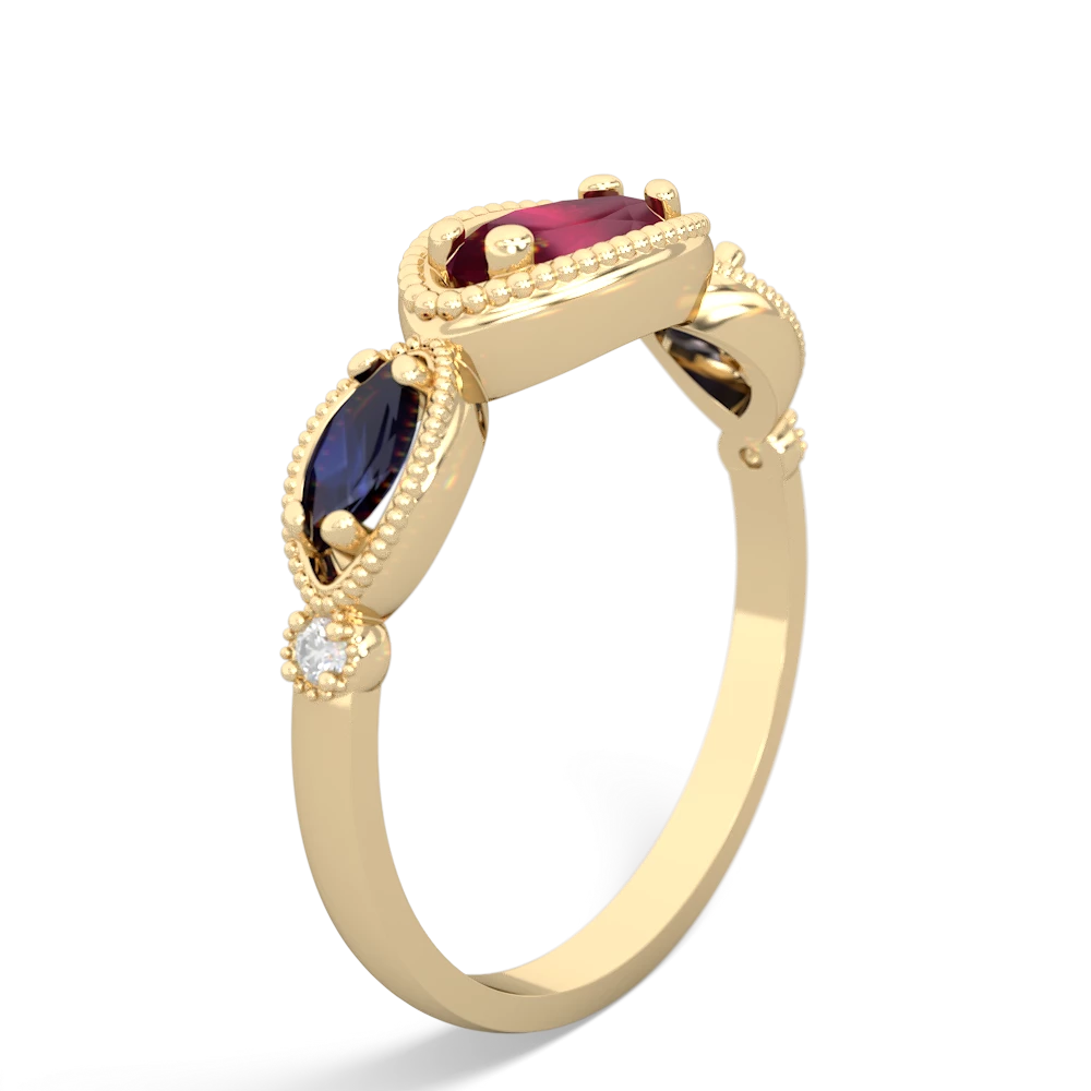 Ruby Milgrain Marquise 14K Yellow Gold ring R5700