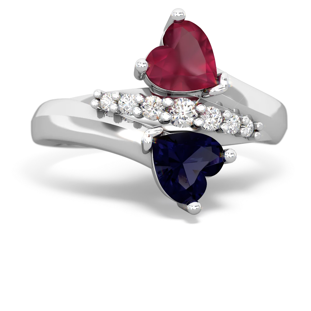 Ruby Heart To Heart 14K White Gold ring R2064