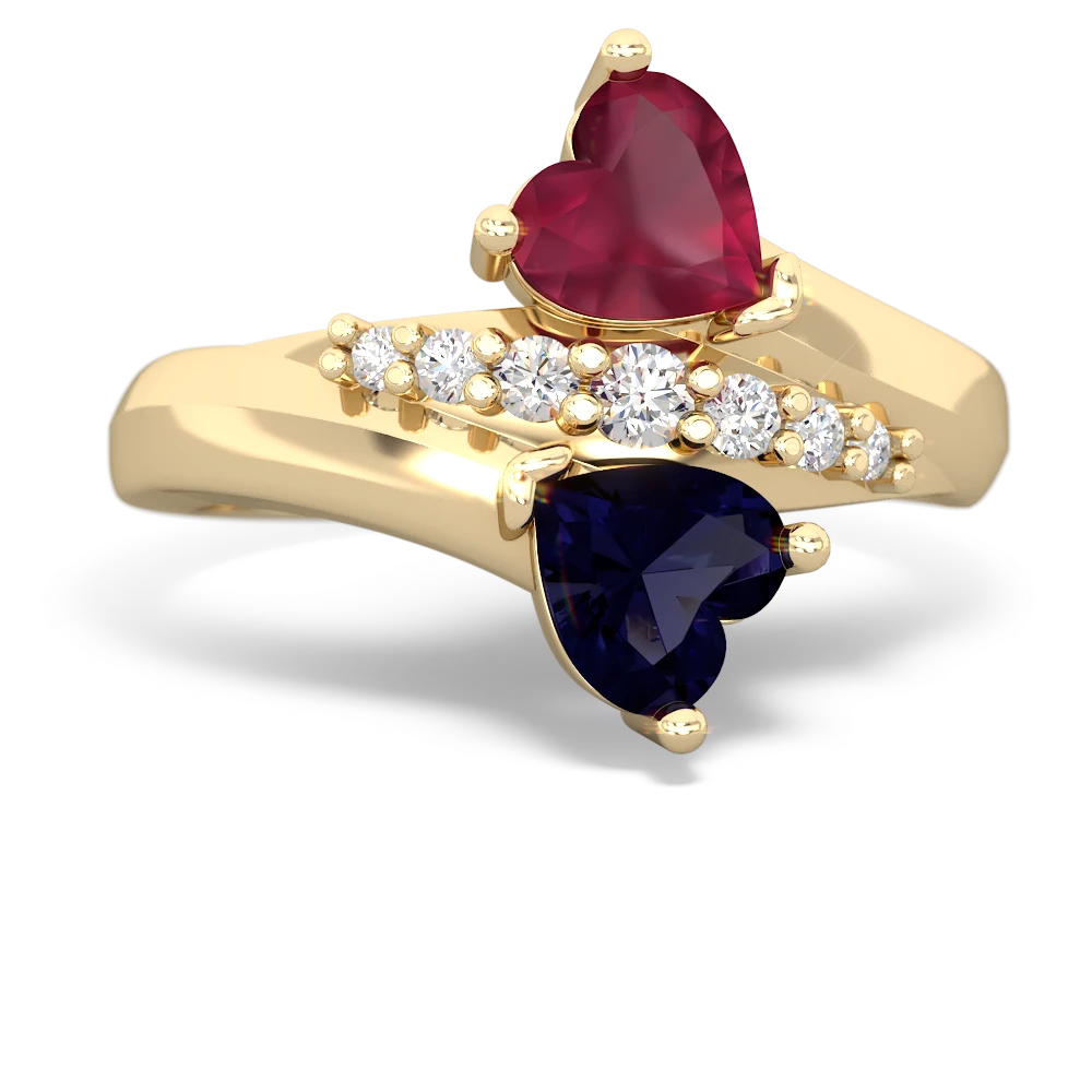 Ruby Heart To Heart 14K Yellow Gold ring R2064