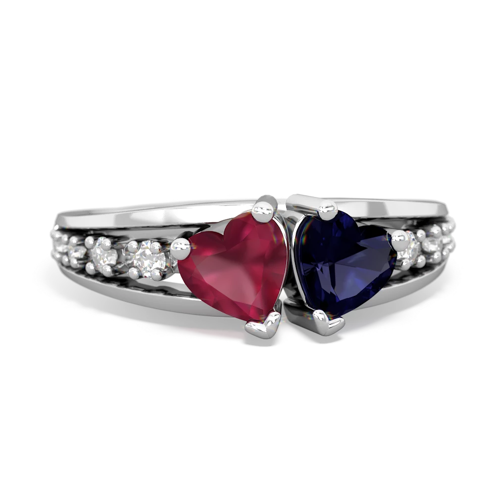 Ruby Heart To Heart 14K White Gold ring R3342