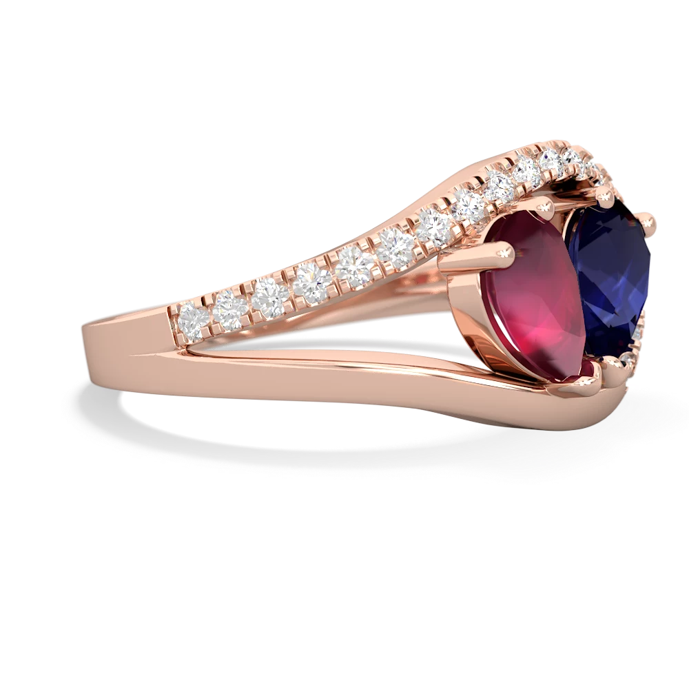 Ruby Nestled Heart Keepsake 14K Rose Gold ring R5650