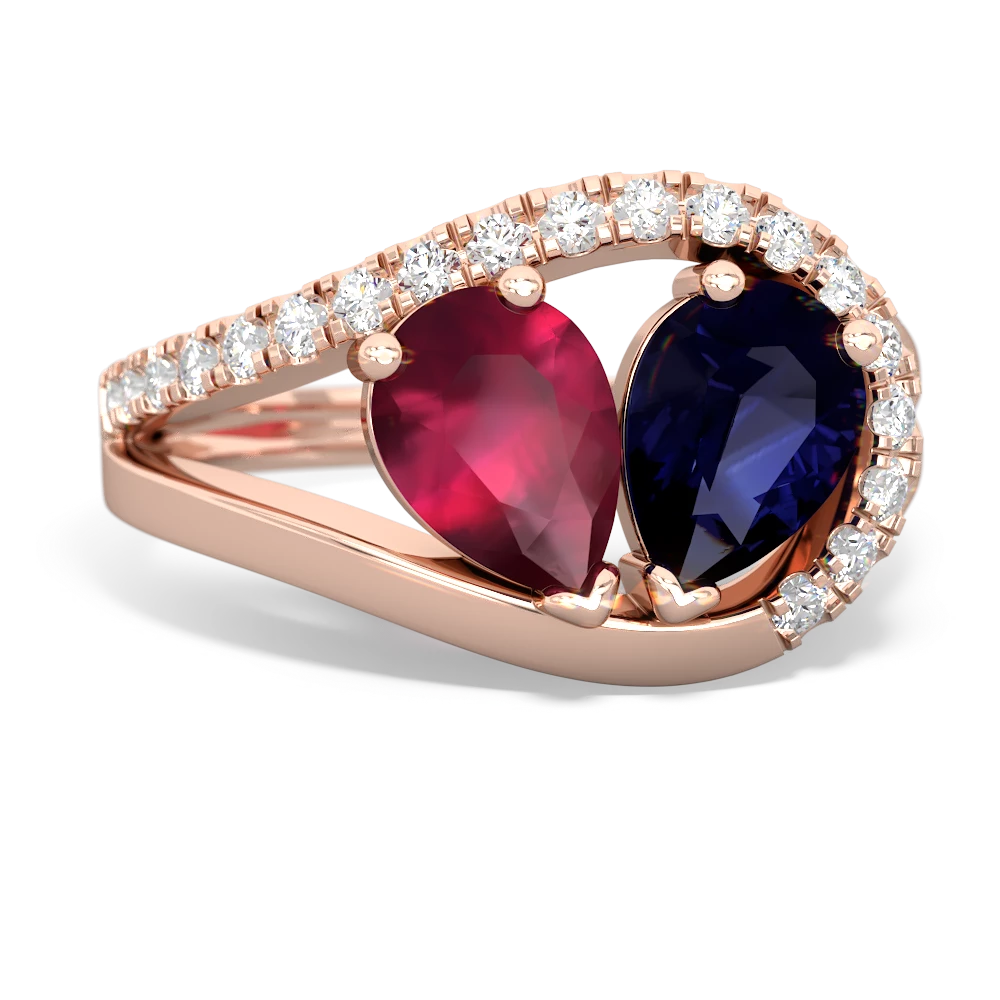 Ruby Nestled Heart Keepsake 14K Rose Gold ring R5650