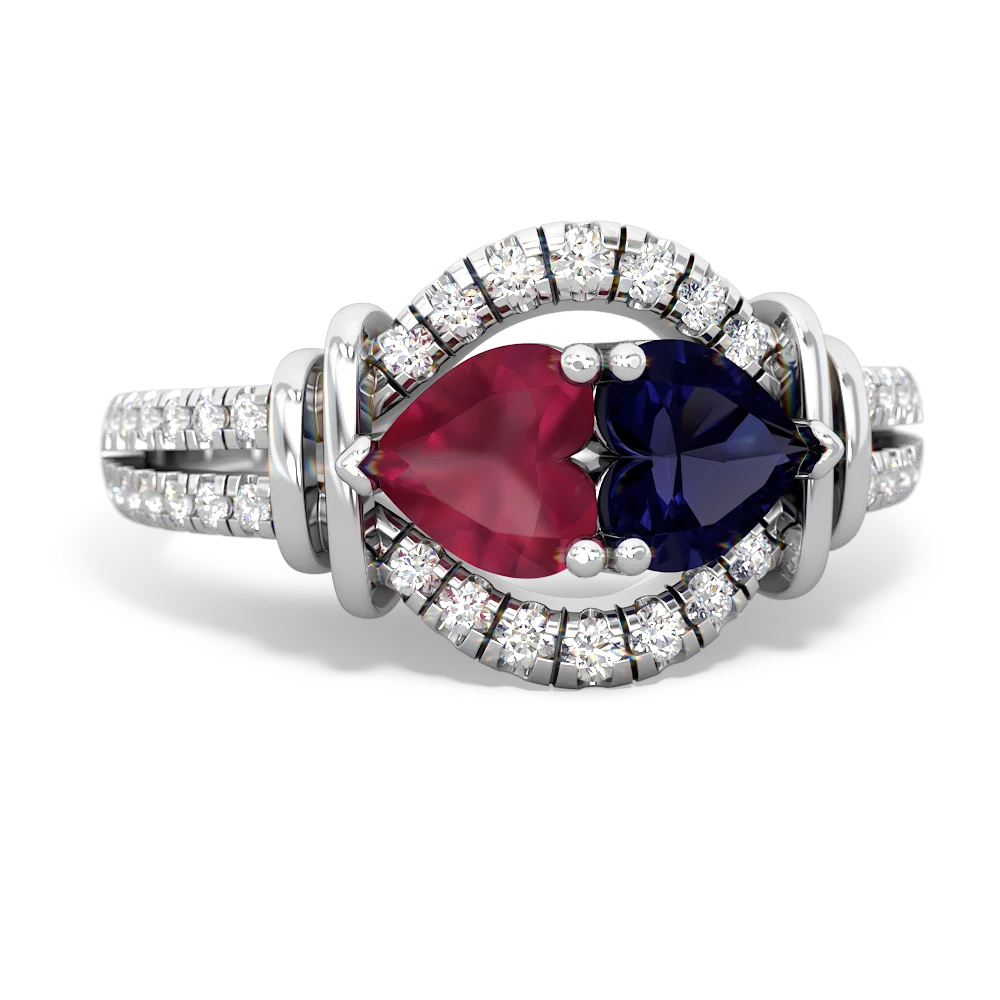 Ruby Art-Deco Keepsake 14K White Gold ring R5630