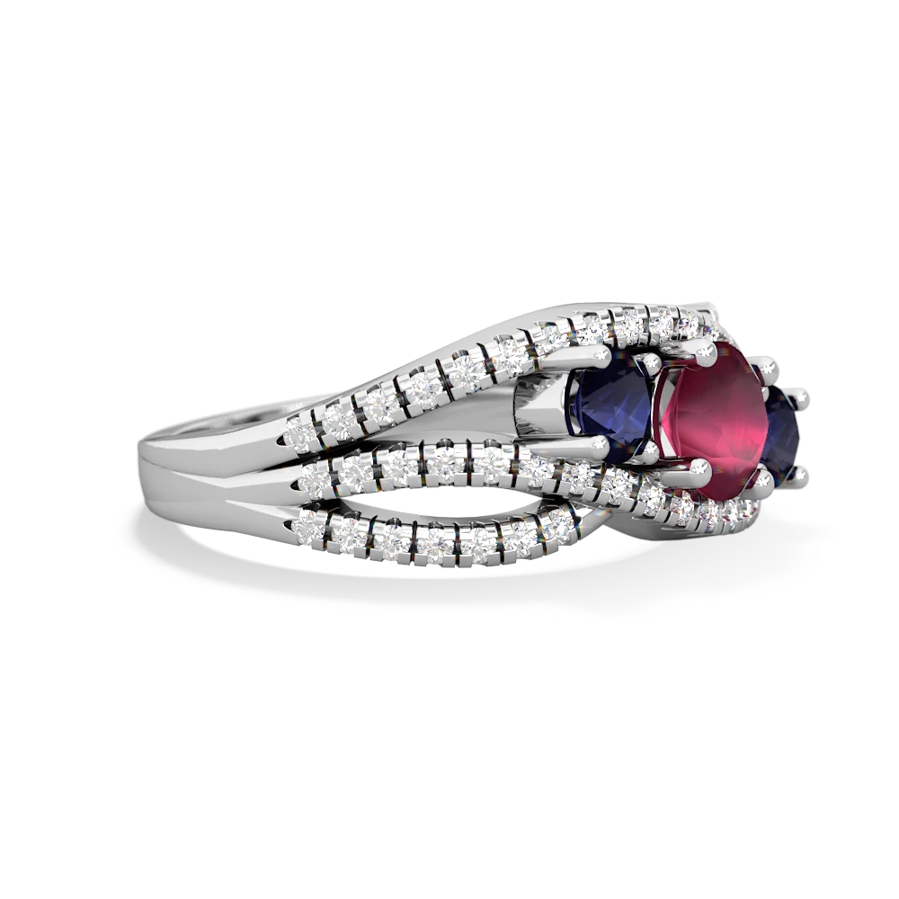 Ruby Three Stone Aurora 14K White Gold ring R3080