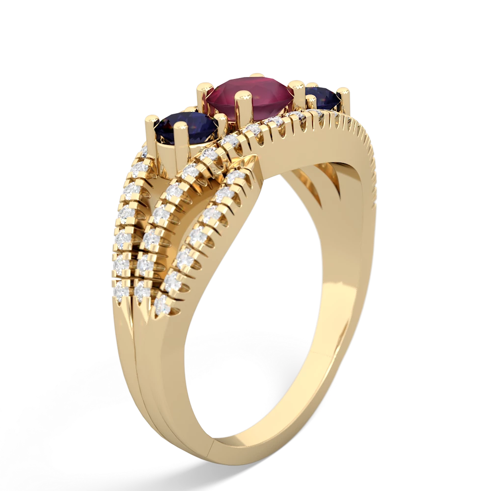 Ruby Three Stone Aurora 14K Yellow Gold ring R3080