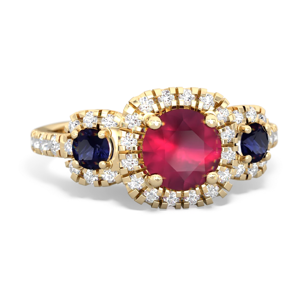 Ruby Regal Halo 14K Yellow Gold ring R5350