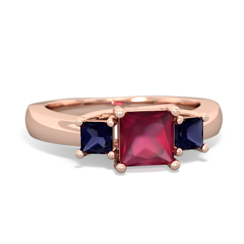 Ruby Three Stone Trellis 14K Rose Gold ring R4015