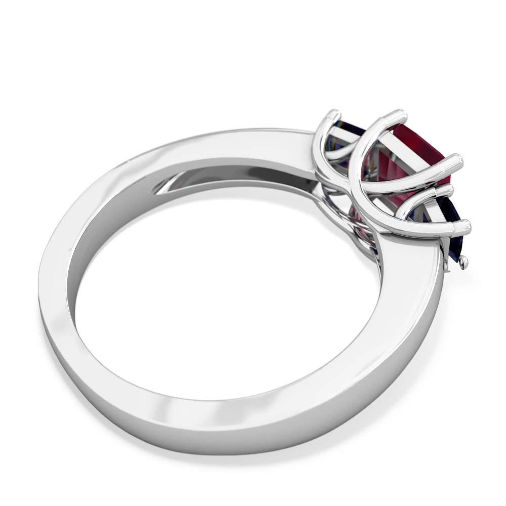 Ruby Three Stone Trellis 14K White Gold ring R4015